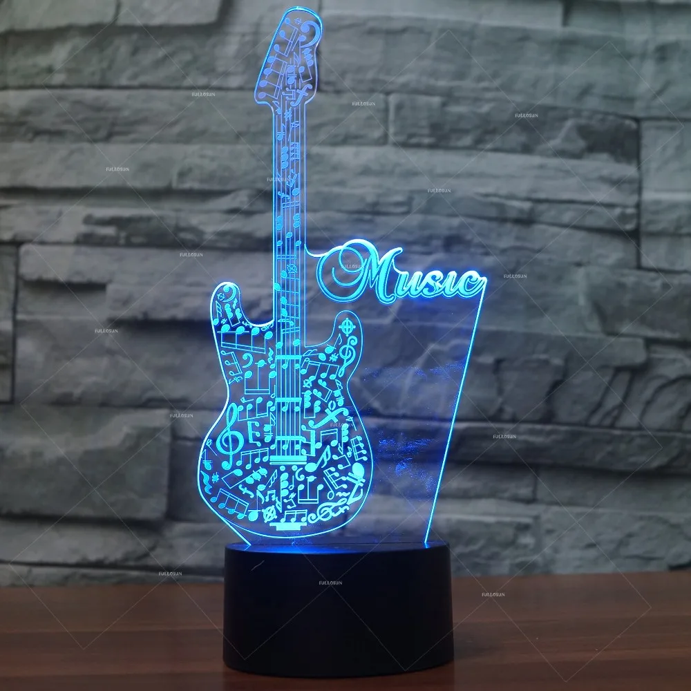 

Music addiction musical instruments jazz guitar design 3D LED night lamp as cool gifts for guitar players