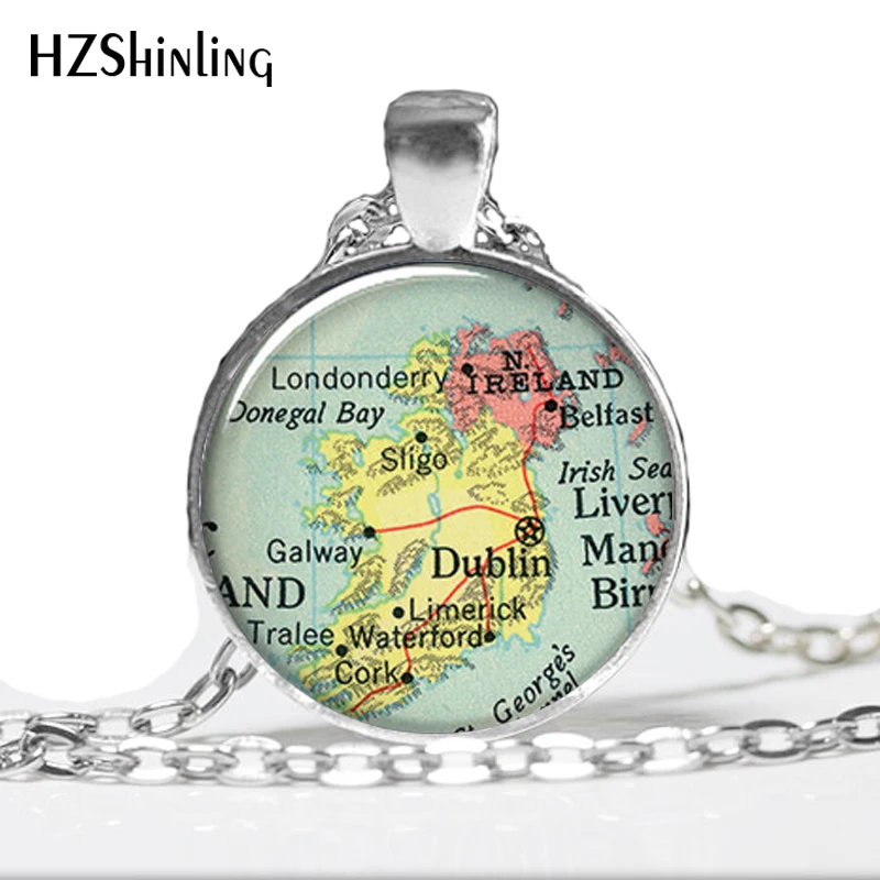 HZ A165 Ireland map pendant charm, Ireland necklace resin pendant,Glass