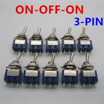 

10Pcs ON-OFF-ON 3 Pin 3 Position Mini Latching Toggle Switch AC 125V/6A 250V/3A High-quality