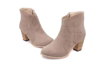 

Nice Spring And Autumn Women Boots High Heels Shoes Thick Heel Ankle Boots Leather Fashion Nude Color Shoes Women Fashion