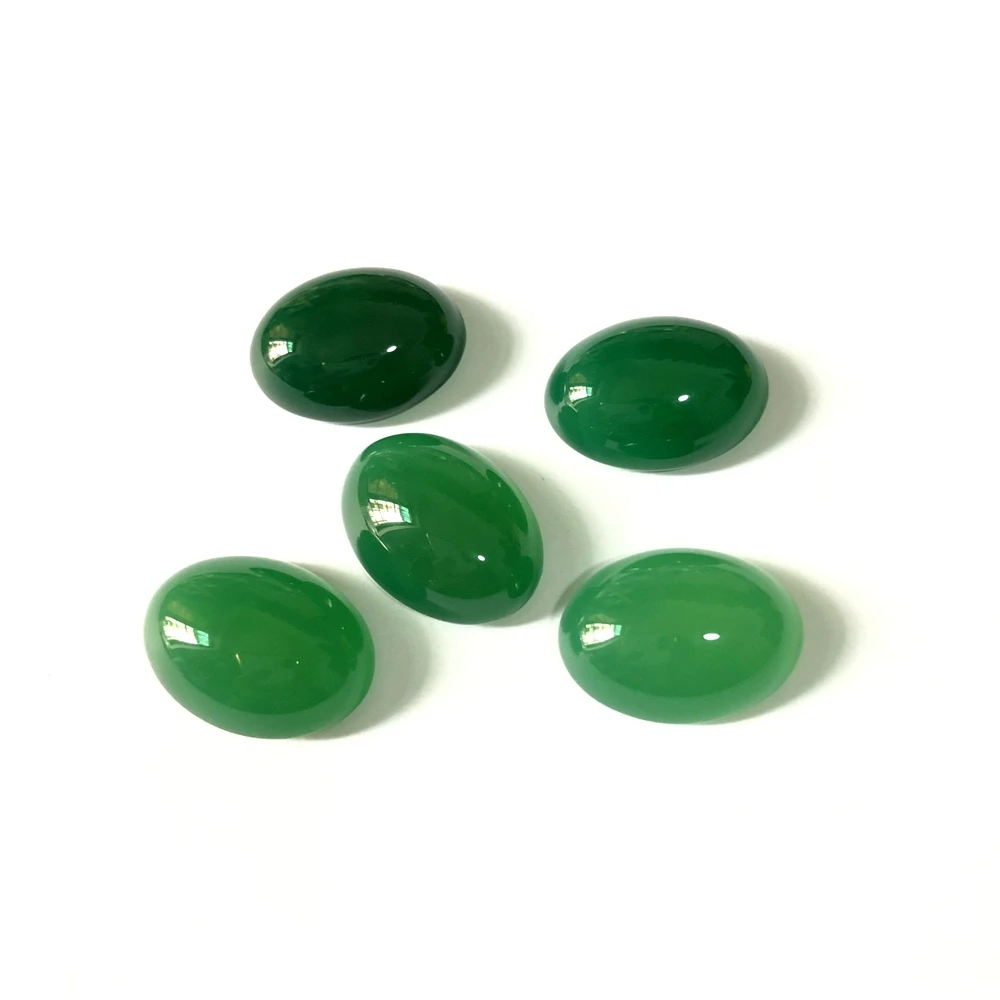 

Wholesale 5pcs Natural Green Carnelian Agat e Bead Cabochon Jewelry Ring Face 15x20mm Oval Gem stone Beads Cabochon