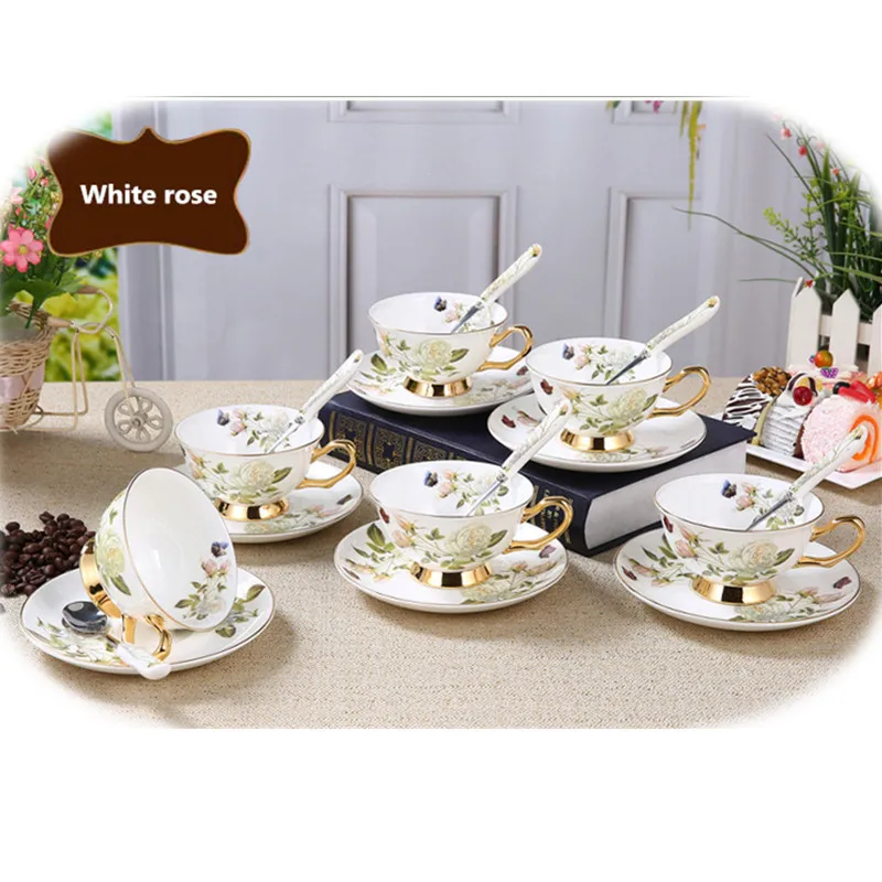 

1 set Ontinental European Tea Set Ceramic Coffee Cup And Saucer Spoon Set Advanced 101-200ml Porcelain Cup For Gifts 8ZOP02