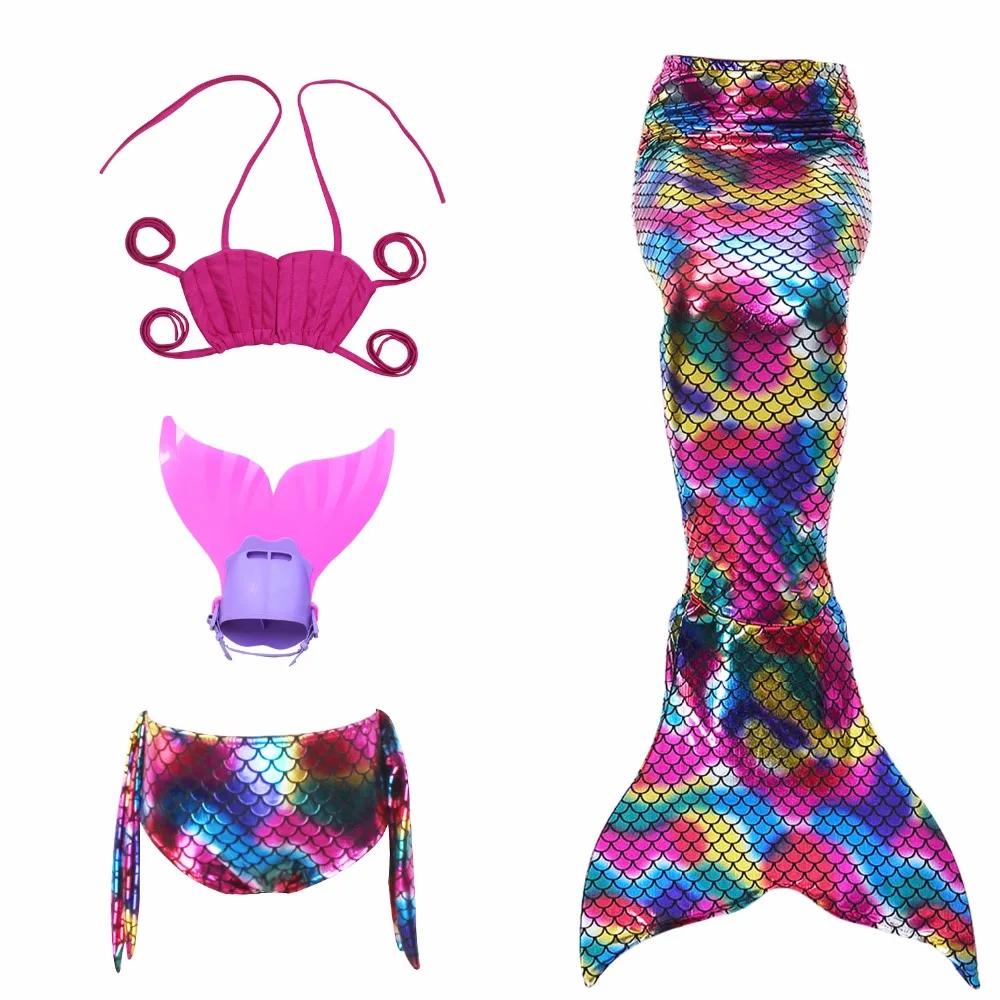 

4Pcs/Swimming Mermaid Tails Costume Girls Swimming Suit Costume Swimsuit Girls Bikini Set Little Children Mermaid Tails Cosplay