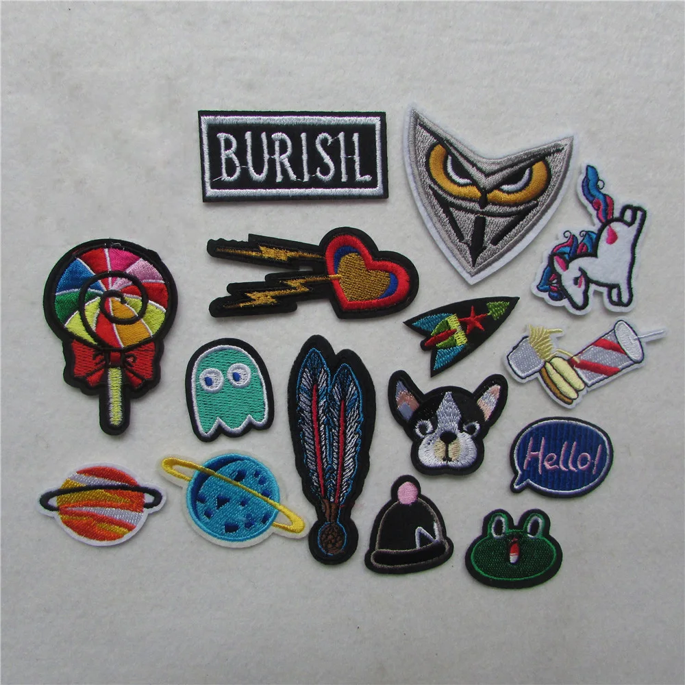 

new arrive 16PCs Patches For Clothes Iron On Applique Embroidered Patches DIY Labels Backpack Sticker Sew Patches Cartoon