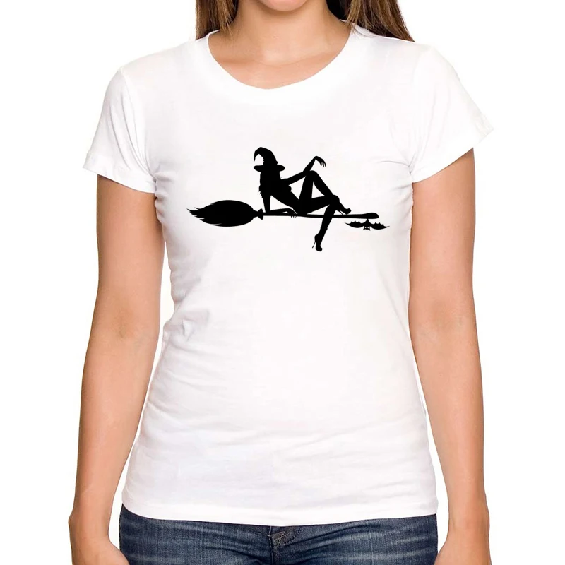 

Novelty Printed Cute witch T shirt 2019 New Women Fashion Summer Short Sleeve White T-shirt Happy HalloweenT-Shirts