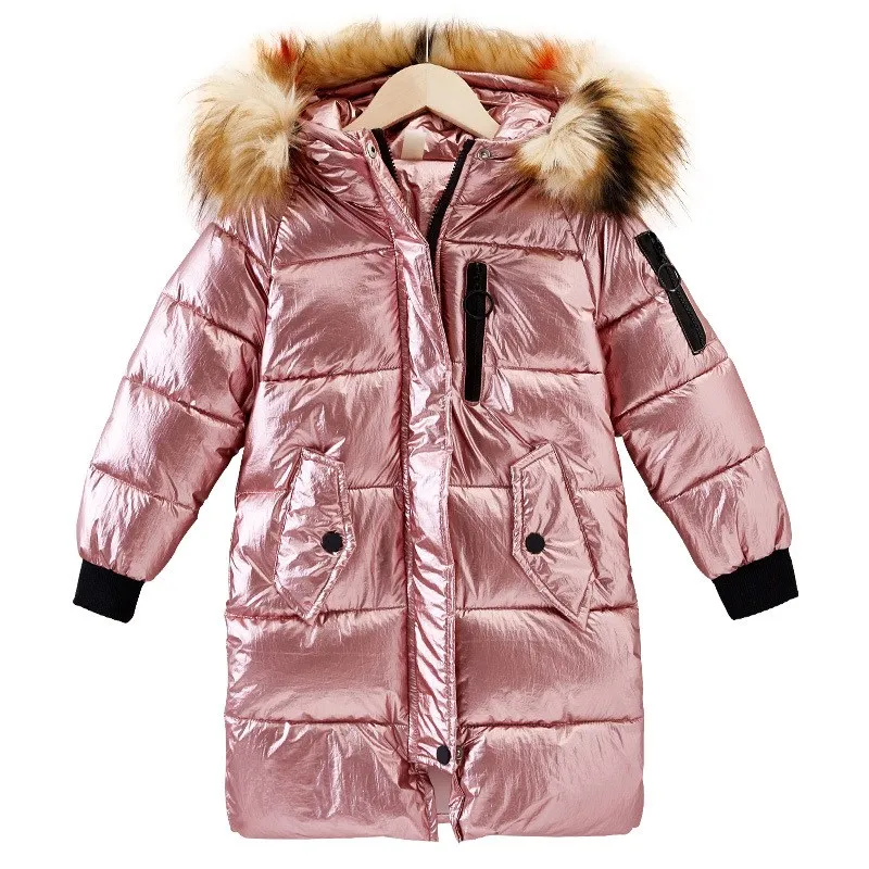 

Teenage Girls Winter Coat Jacket 2018 Children Clothes Warm pearlite layer Fur Collar Hooded Long Down Parkas For Kids Outerwear