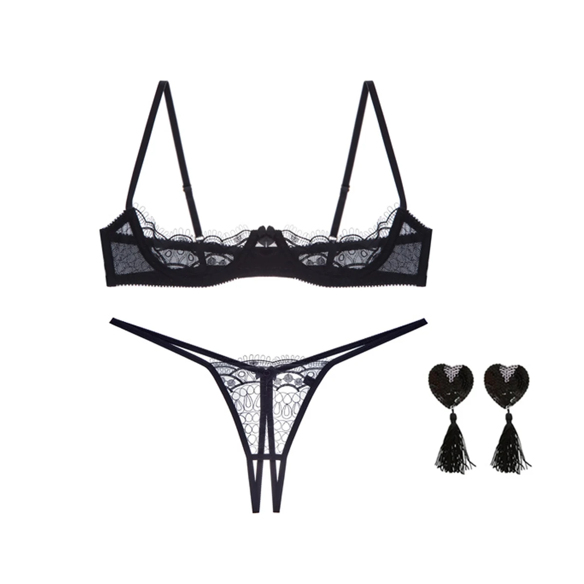 Women Sex Lingerie Open Chest Crotchless Bra Panties Adult Sexy Underwear Lace Embroidery Push Up Bra Panty Sets Nipple Cover Women Sex Lingerie Open Chest Crotchless Bra Panties Adult Sexy Underwear Lace Embroidery Push Up Bra Panty Sets Nipple Cover