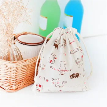 

15SETS / LOT Grocery Cosmetic Bag Canvas Reusable Eco Fashion Makeup Bag Simple Drawstring Bag Travel Pouch