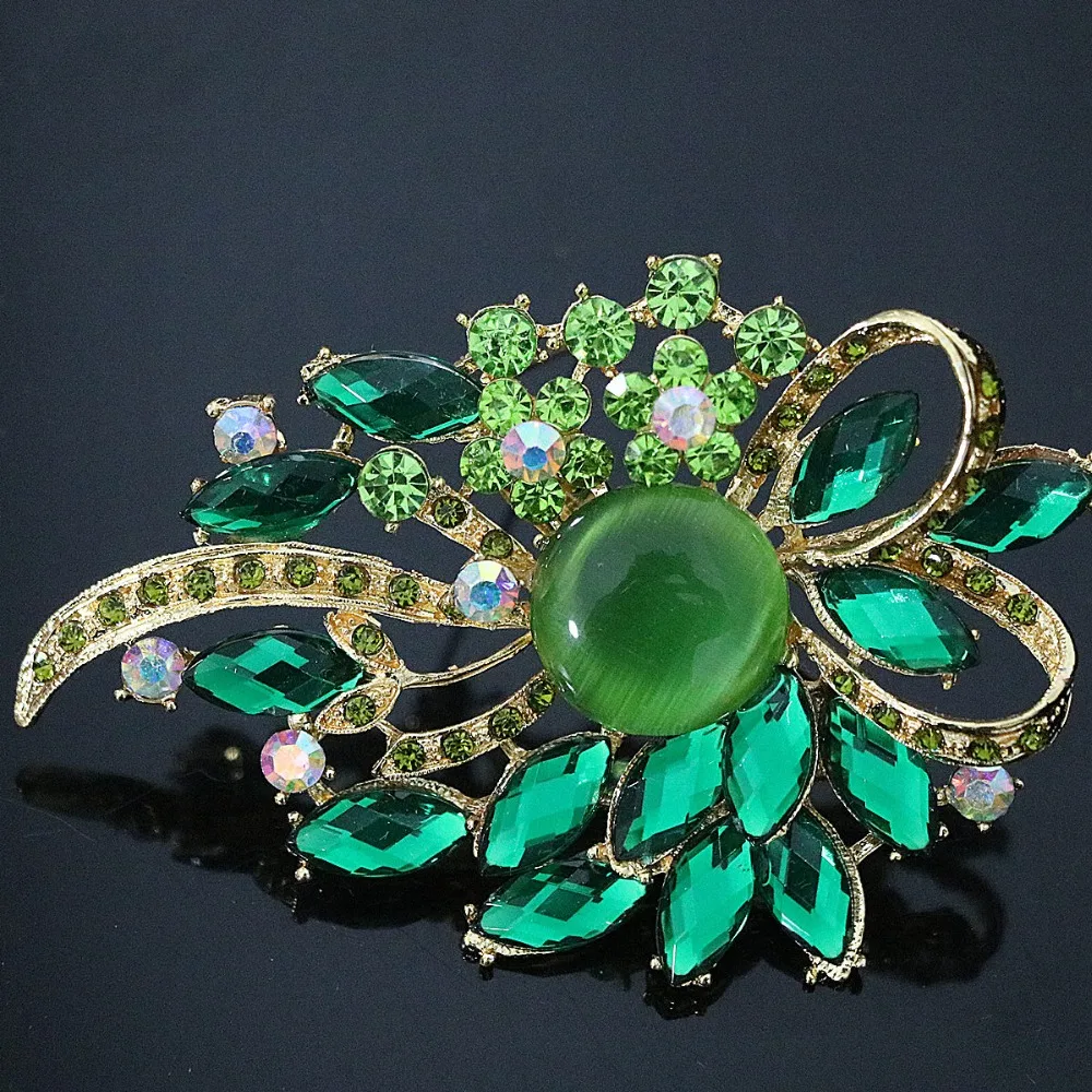 Новый большой цветок броши для женщин 8 видов цветов вечеринок с кристаллами