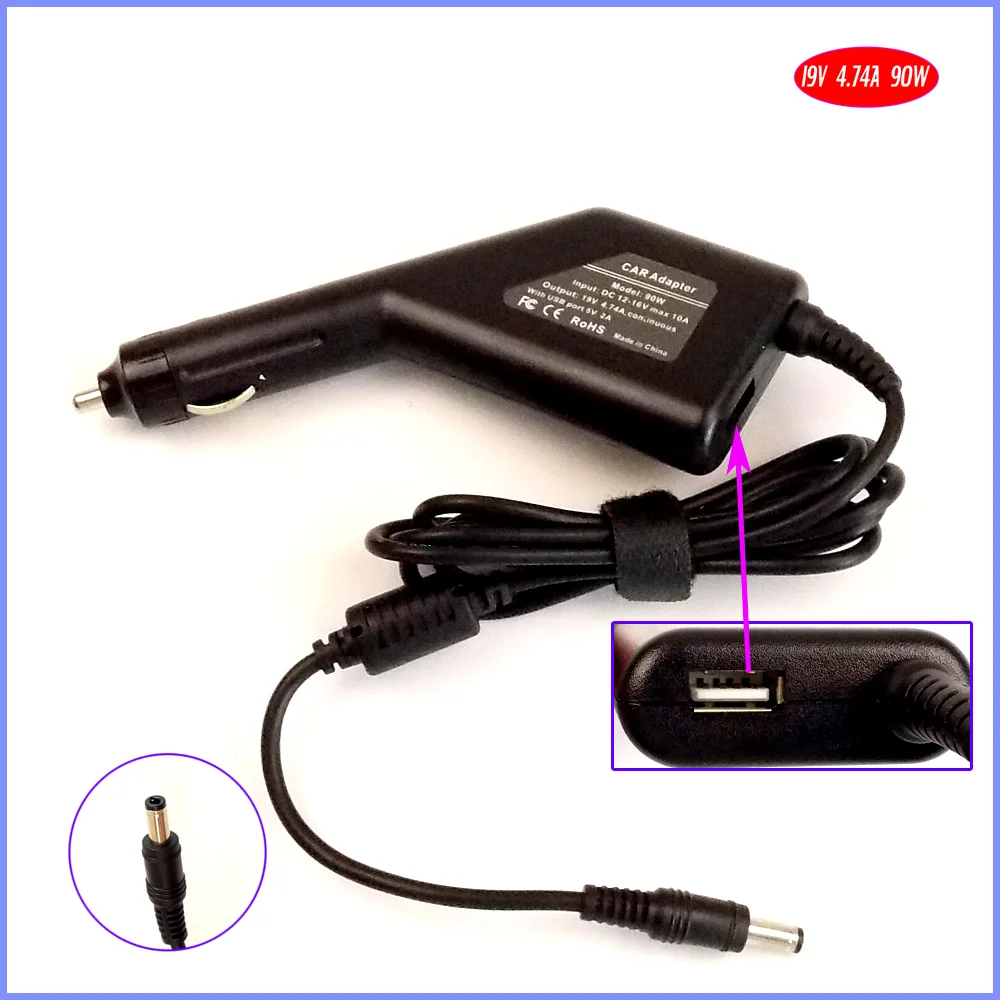 

19V 4.74A 90W Laptop Car DC Adapter Charger + USB(5V 2A) for Lenovo IdeaPad Z460 Z360 Z560 Z575 Z470 U455 U460 U460S