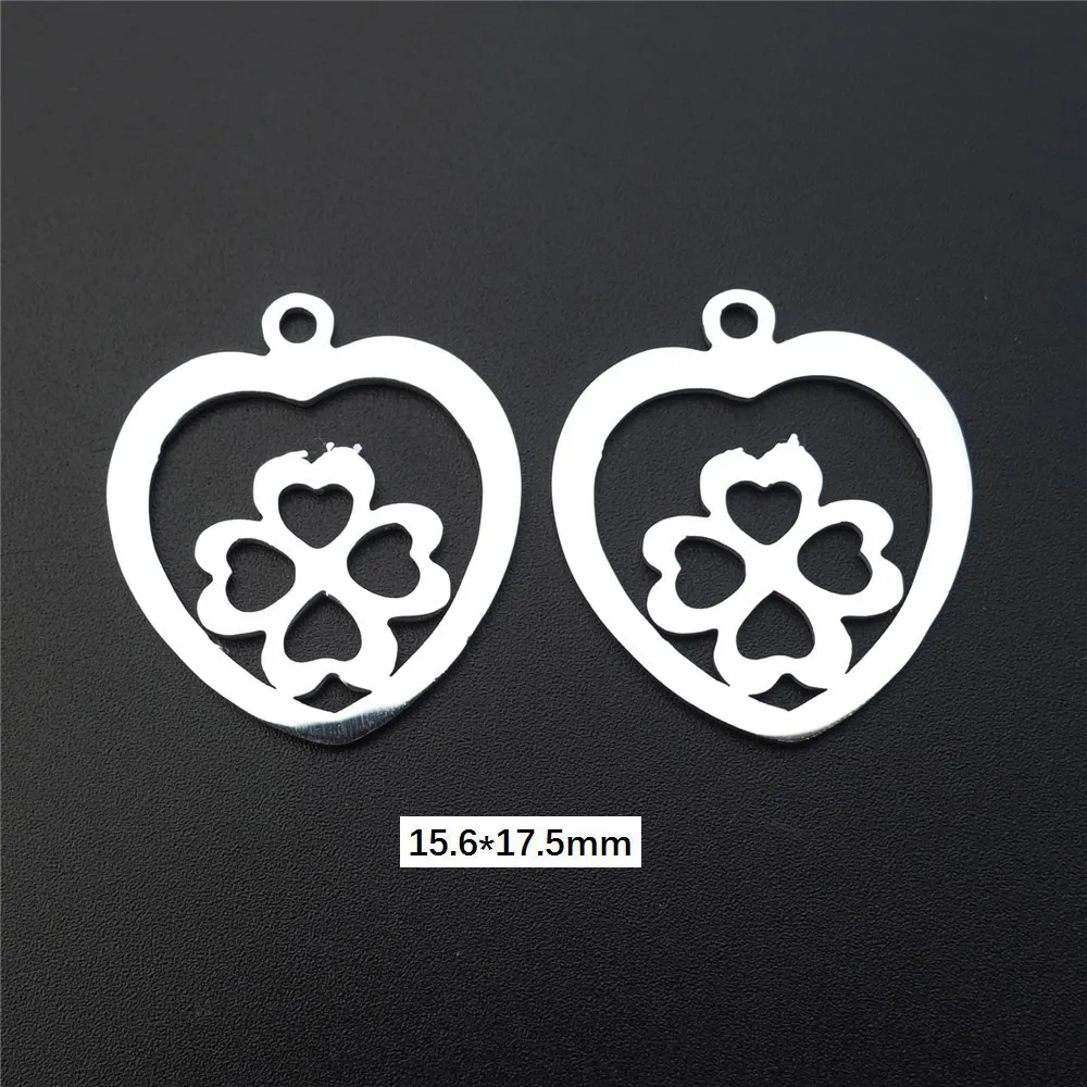 Талисманы из нержавеющей стали Lucky Clover 4 листья цветы кулон Diy ювелирные изделия ожерелье серьги изготовление компоненты