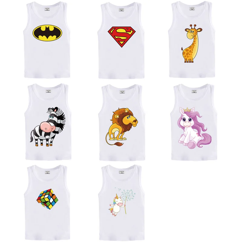 

DMDM PIG Baby Clothing children t shirts Superman Batman Print Kids Baby Boy Tops Sleeveless T-Shirt Summer Tee Cotton Vest
