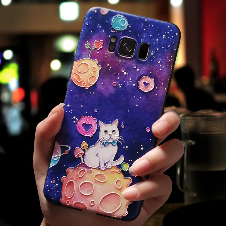 3D мультфильм Cat Чехол с тиснением для samsung Galaxy S6 S7 край S10 S10e S8 S9 A9 A8 A6 плюс A7 A3 A5 A10 A40 чехол из ТПУ - Цвет: mogumao