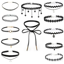 Новое поступление милые Подвески с кубическими кристаллами, черные бархатные ожерелья с треугольными подвесками, колье для влюбленных