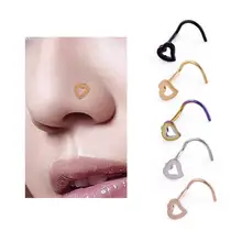 1 шт. рисунок «сердечко»; Нержавеющая сталь нос кольцо серьга для Носа носа серьги-гвоздики нательное пирсинг-кольцо ювелирные изделия E5005