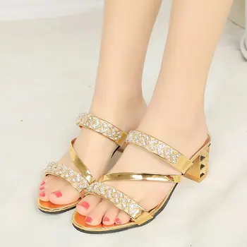 

Fashion Shoes Woman Summer High Heel Sandals Women Shoes Open Toe Clear Heels Casual Crystal Purple Gold Sandalias Mujer 2019