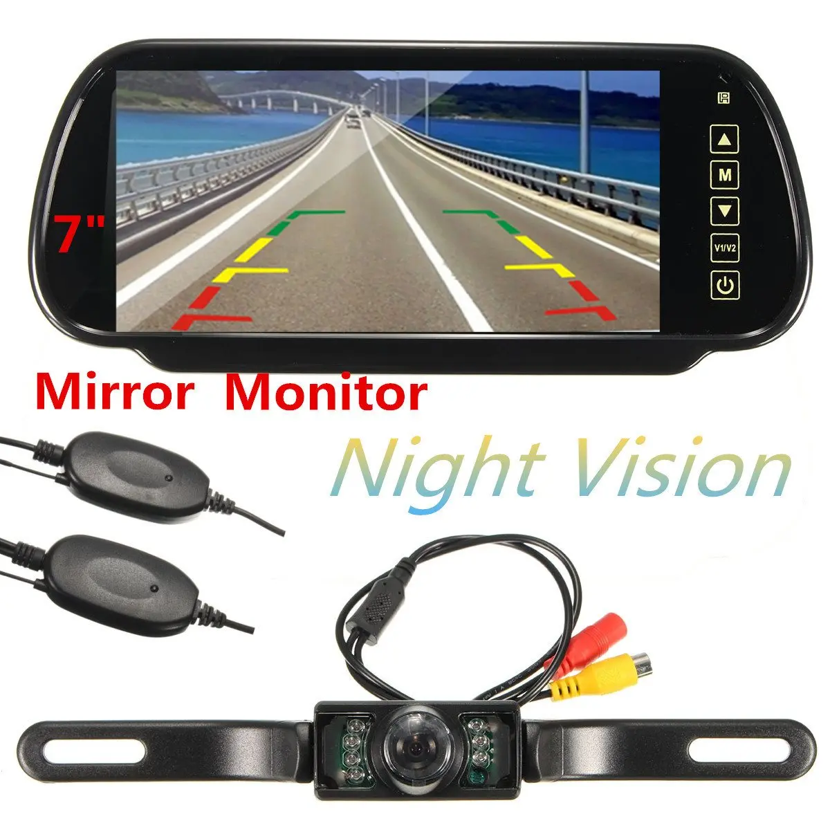 

HD 7 Inch TFT LCD Display 1024*600 Car Mirror Monitor MP5 Rear View Camera Parking System