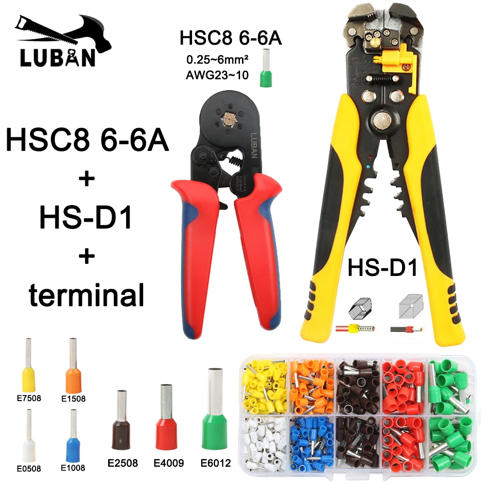 Набор обжимных кусачек HSC8 10S/6 4/6 6 с трубчатыми клеммами 260 шт./корт|Плоскогубцы| |