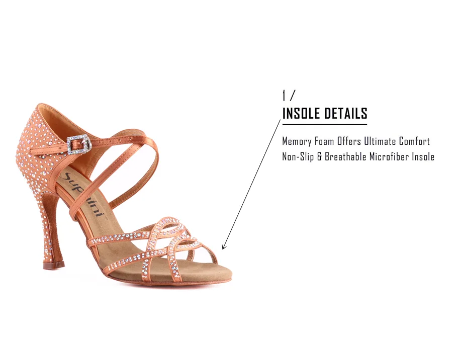 Suphini/высокий класс; стразы; Верхняя часть; обувь для латинских танцев; Женская Блестящая атласная обувь; цвет золотистый, Серебристый; обувь для профессиональных танцев