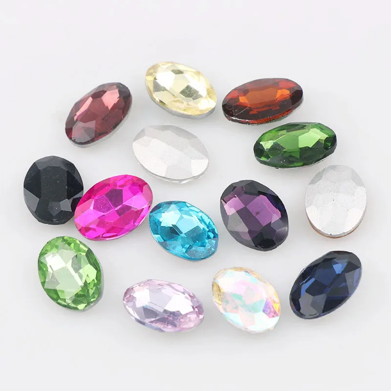 

High Quality 20x30mm Mix Color Oval Pointed Back Crystal Fancy Stone Glass Stones For DIY Wedding Dress Jewelry Stones Beads