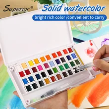 Superior Watercolor Paint With Paintbrush High Quality Portable Solid Water Color Paints Pigment Set For School Art Supplies