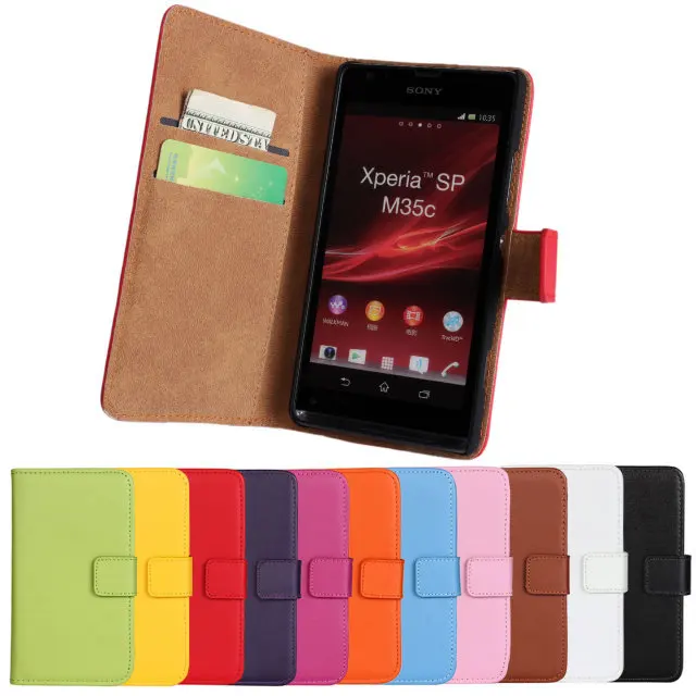 

Genuine Leather Case Wallet Cover With Magnetic Buckle Full Card Flip Card Case For Sony Xperia SP M35 M35h C5302 C5303 PZ