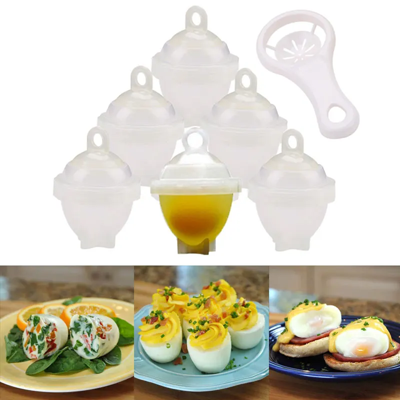 

7 Pcs/Set Creative Egg Tool with Separator Hard Boil Egg Cooker Clear Maker Without Shell Maker Egg Steamer Kitchen Cooking Tool