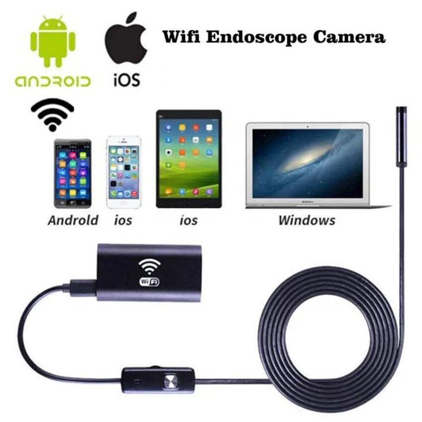 1m 1 5m 2m 3 5m Hard Cable for iPhone iOS Android Wifi Endoscope with 8mm