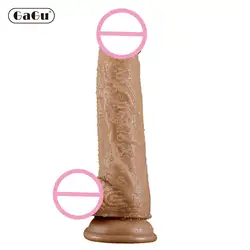 GaGu 8 дюймов Большой реалистичный фаллоимитатор настоящая кожа водонепроницаемый гибкий пенис и текстурированный вал и сильная присоска