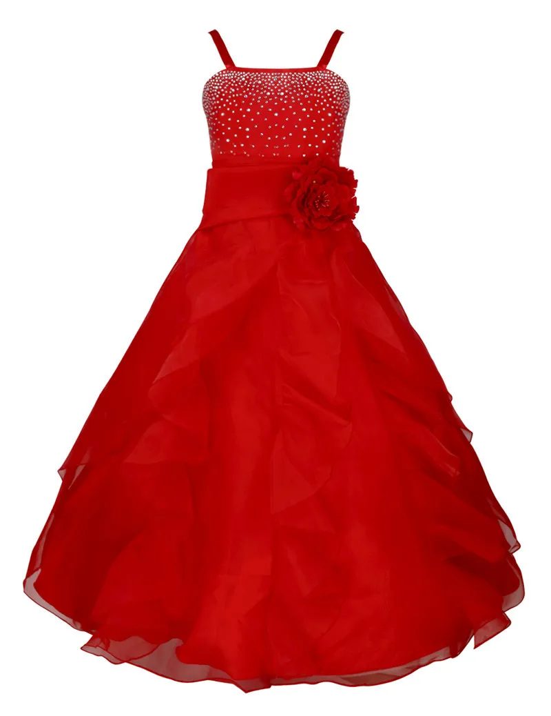 IEFiEL Платье с украшением в виде цветка для девочек платье принцессы для праздничных торжеств платье для свадебной церемонии платье-пачка для девочек 2-14 лет