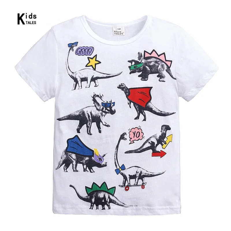 

Summer 2019 Baby Boys Girls T Shirt Cartoon Dinosaur Print Short Sleeve Cotton Tops Tees T Shirt For Kids Children Clothes