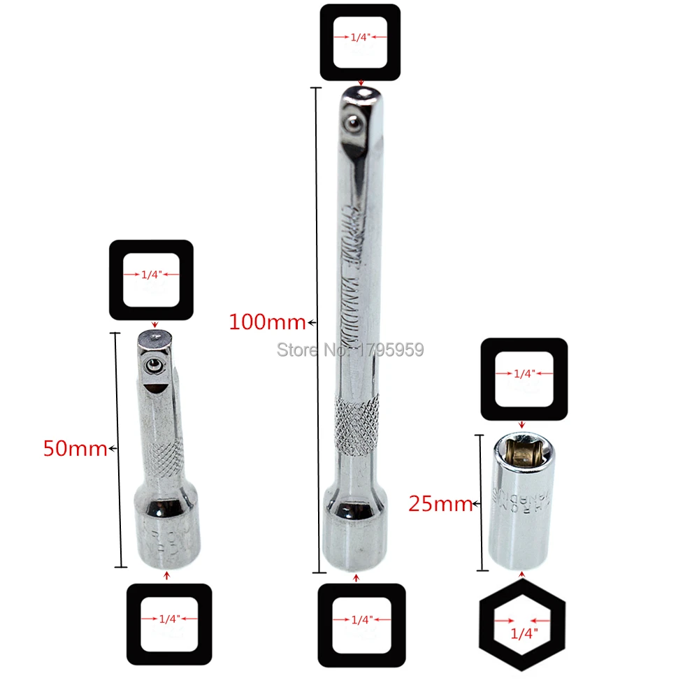 Адаптер 1/" Квадратный привод до 1/4" шестигранный хвостовик ударная отвертка бит конвертер с 2 шт 1/" квадратный приводной удлинитель