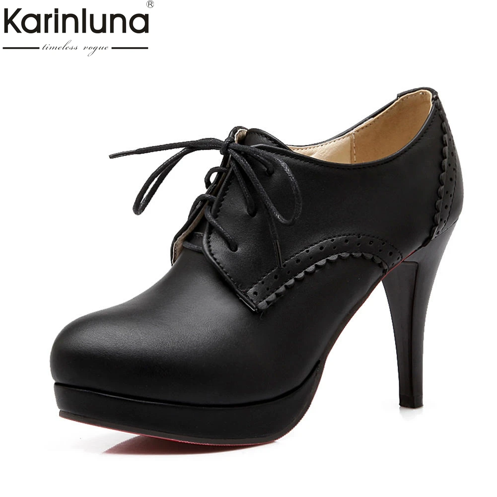 

Karinluna fashion Dropship Lace Up Platform Women Pumps Shoes Woman High Heels Black Pink Party Wedding Pumps Woman Shoes