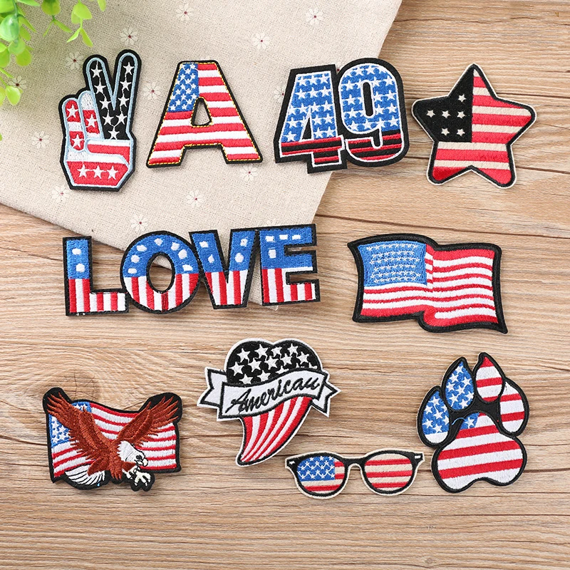 Kuke Patches 2019 New USA Flags Embroidered Patch for Clothing DIY Clothes Stickers Iron on Badges | Дом и сад