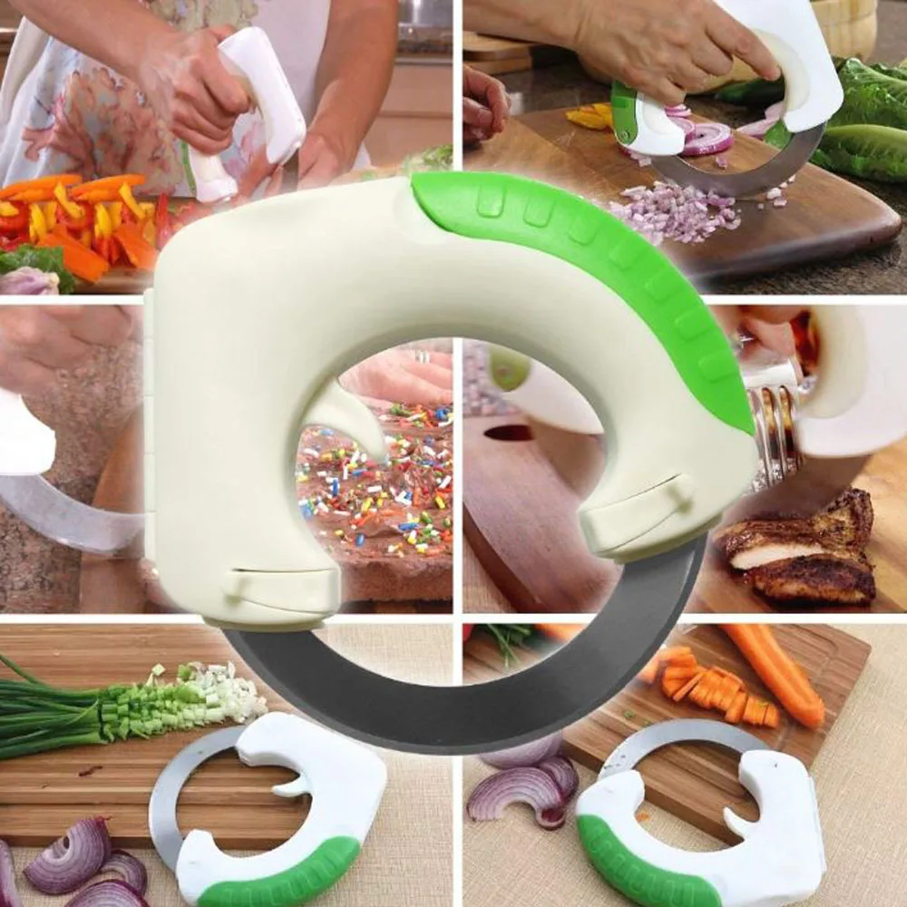 

New Arrive Multifunctional Circular Innovative Rolling Wheel Round Stainless Steel Kitchen Knife Pizza Meat Cake Vegetable