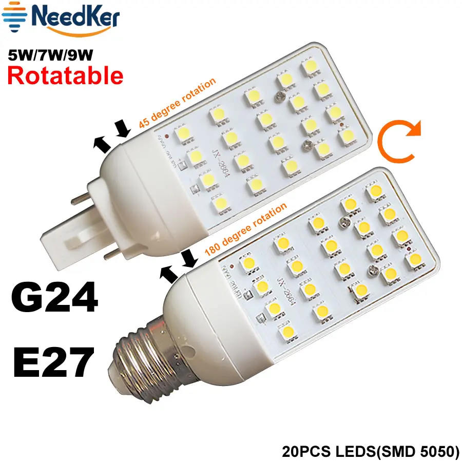 

G24 LED Light SMD5050 5W 7W 9W LED Spotlight E27 LED Corn Bulb Lamp AC 220V 230V 240V 180 Degree Horizontal Plug Light