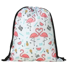 Новые милые детские спортивные сумки с рисунком фламинго, сумки для плавания, сумки для тренажерного зала, спортивные школьные рюкзаки с завязками для мальчиков и девочек