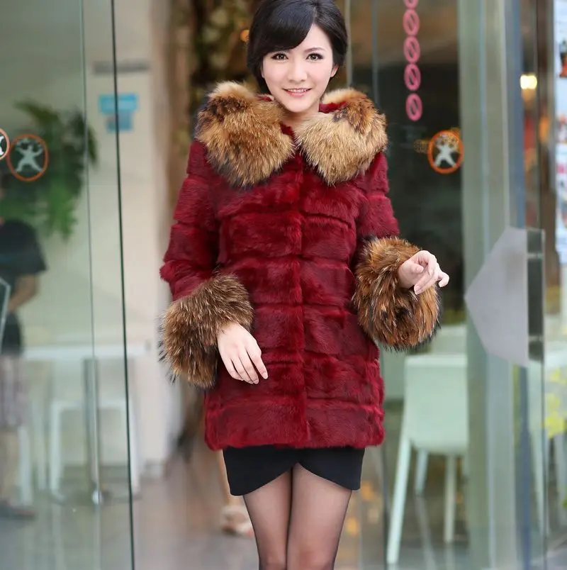 Buy (TopFurMall) Winter Women's Natural Real Rabbit