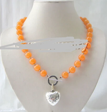

ddh001585 12mm natural round orange jade necklace