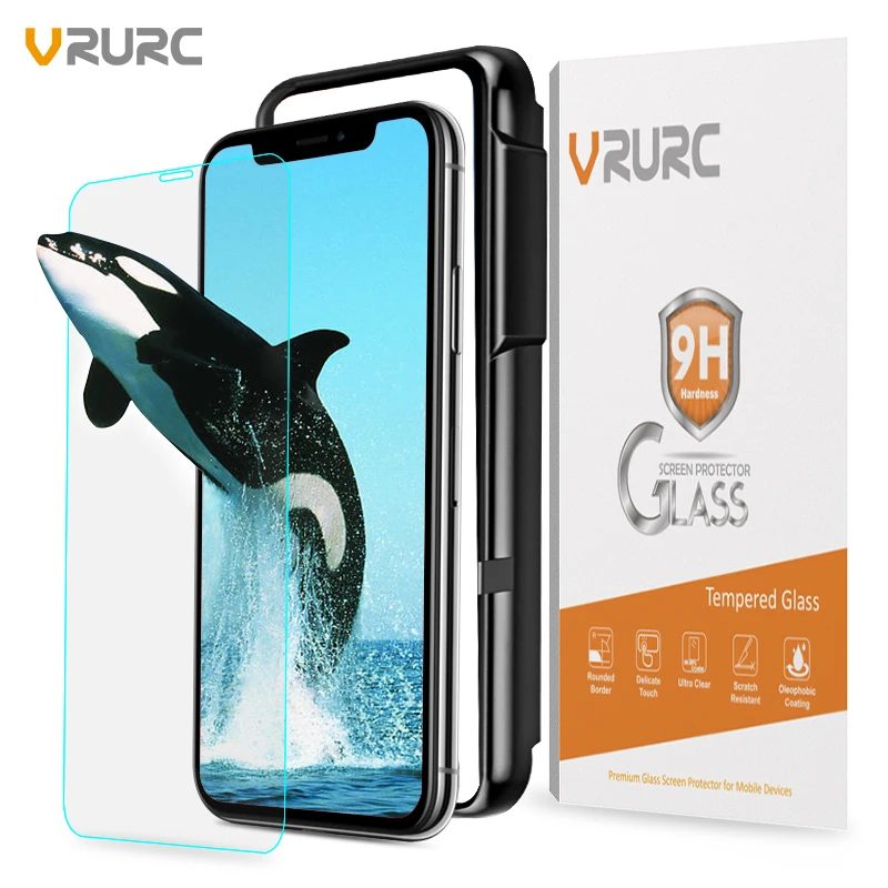 VRURC 9H Anti Dust Tempered Glass Screen Protector For iPhone X Glass Film With Free Applicator