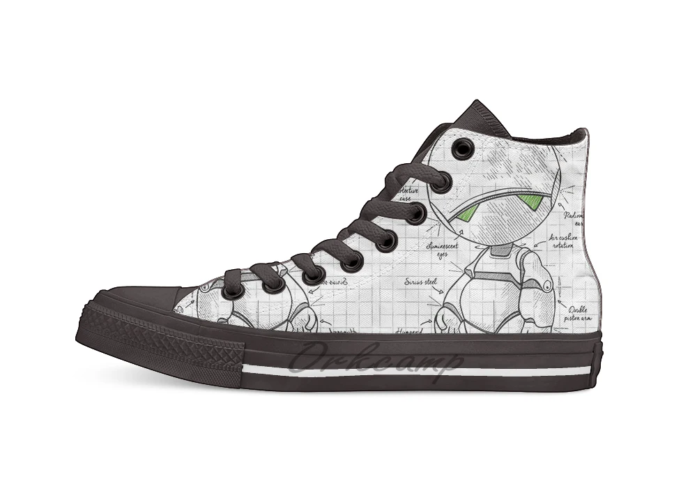 

Droid project Unisex High Top Canvas flat Casual Custom shoes Drop Shipping