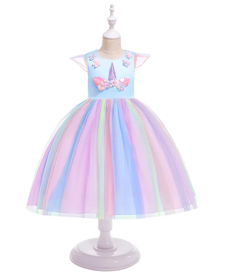 Платья для маленьких девочек на День рождения; детское платье для девочек; вечерние платья с изображением кукол единорога; карнавальный костюм; платья принцессы; одежда на Хэллоуин