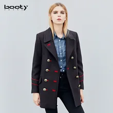 Bootyjeans, Высококачественная Женская одежда, военная форма, зимнее длинное шерстяное пальто, женское двубортное темно-синее Короткое шерстяное пальто