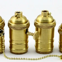 E26/E27 держатель лампы выключатель с цепочкой ручка включение/выключение светильника, плавная голая медная застежка светодиодные лампы UL