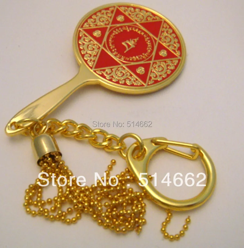 

FENG SHUI - 2015 DOUBLE PYRAMID RED GODDESS MIRROR KEYCHAIN W1093