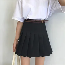 Женская теннисная модная эластичная мини-Скейтер в студенческом стиле, плиссированная короткая юбка для девочек, летняя эластичная однотонная Повседневная