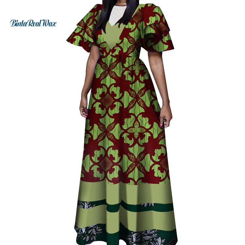 

2019 African Print Dresses for Women Bazin Riche African Clothes Applique Long Evening Dresses Dashiki African Clothing WY4431