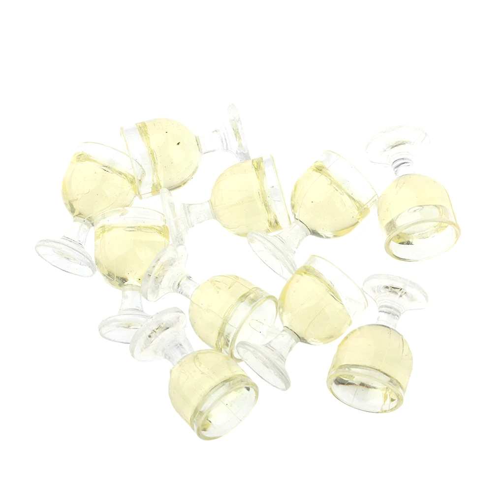 10 Pieces Wine Glasses Champagne Cup Goblet Dollhouse Miniature Colorful Life Scenes Decorations Kids Pretend Play Toy
