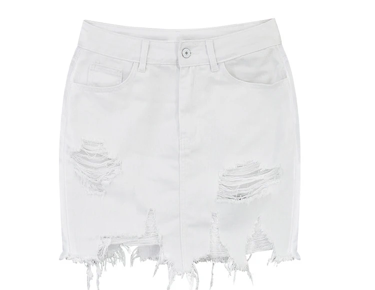 Women's high waist hip half skirt in pure white irregular worn foot tassel spring summer popular wild (9)