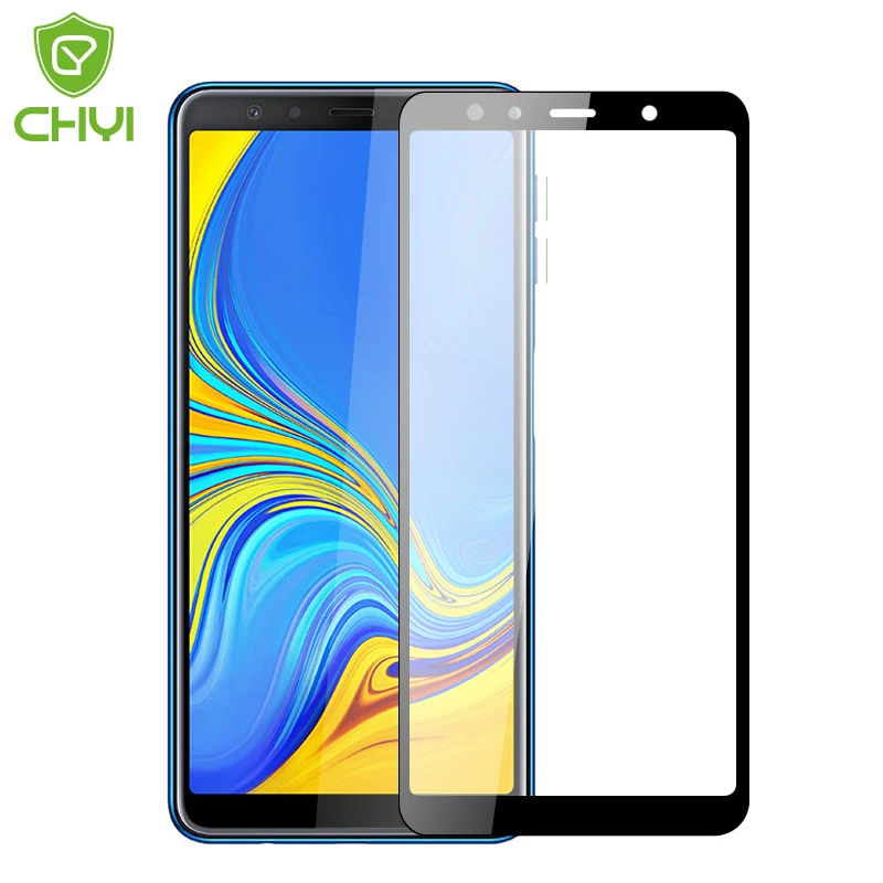 2 шт. CHYI для samsung a7 2018 стекло Полный клея защитной защита экрана a8 закаленное a9 |